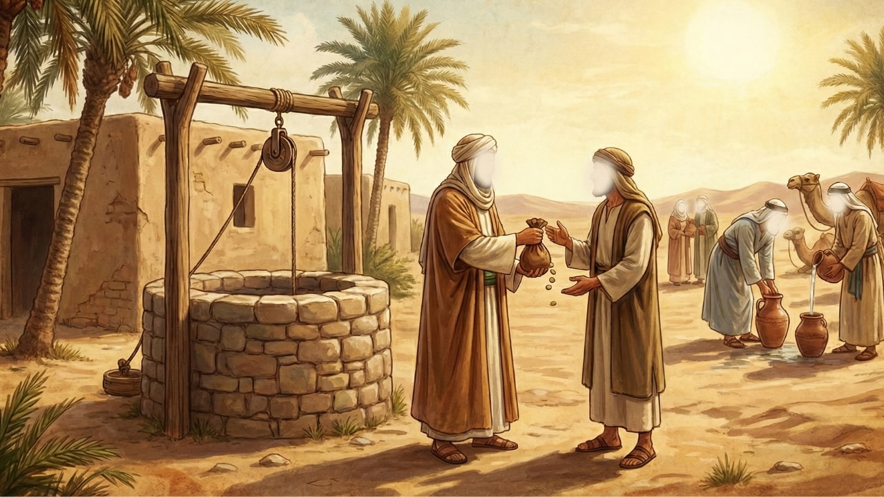 Ancient well of Ruma in Madinah illustration